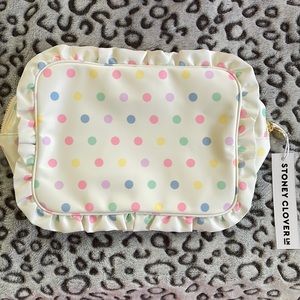 NWT Stoney Clover Large polka dot ruffle pouch